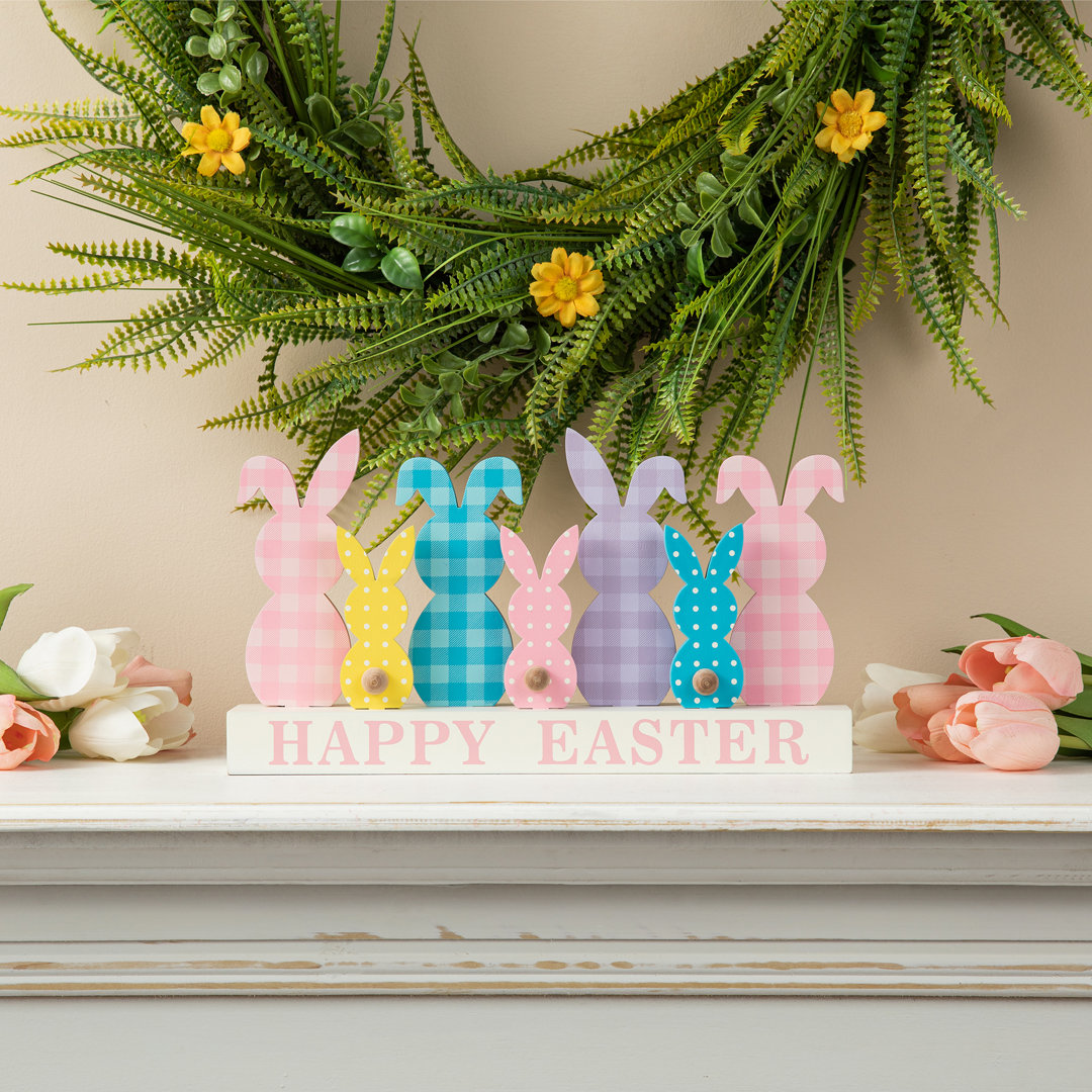 11.75"L Easter Wooden Bunny Family Table Decor The Holiday Aisle®