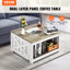Table basse carrée de style champêtre de 80 cm (31,5 po), avec compartiment de rangement ouvert, table basse rustique en bois pour salon, chambre, appartement, studio, gris et blanc