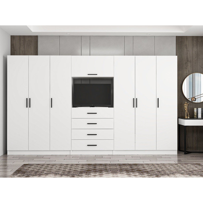 Elina Manufactured Wood Wardrobe, 210cm H x 360cm W x 52cm D