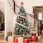 152.4cm/182.88cm Prelit Christmas Tree, Pencil Christmas Tree with Pine Cones, Holly Berries, 240 Warm White Lights-8 Modes, Metal Stand, PE & PVC Xmas Trees for Porch, Church, Office-134544706