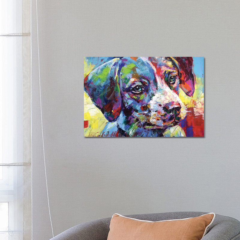 Jack Russell Puppy by Jos Coufreur - Wrapped Canvas Print