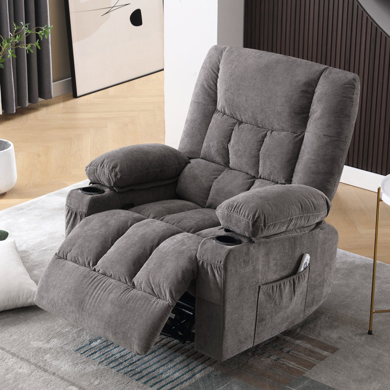Fauteuil inclinable manuel pivotant avec chaleur et vibrations Oates, Mélange de polyester gris