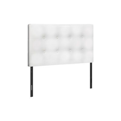 Twin Size Upholstered Headboard in White Faux Leather, Button-Tufted Design with Wooden Frame