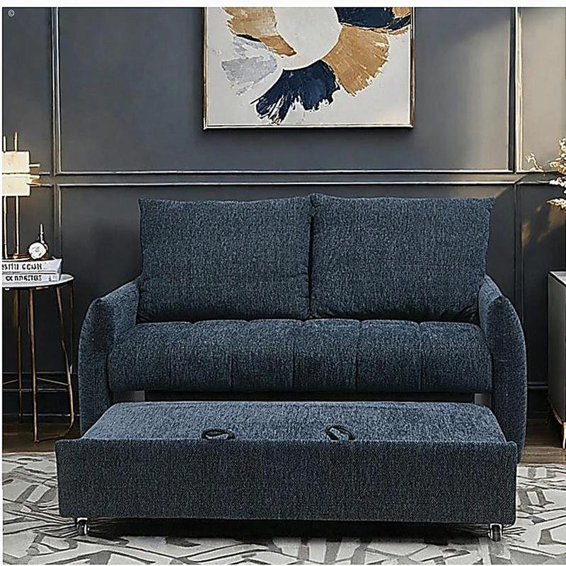 Canapé-lit de 57,48 po de large taille en tissu bleu marine, avec dossier réglable, canapé-lit de loisirs moderne, convenant au salon