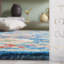 Tapis oriental en coton et laine bleu / vert Roshaunda-861692067