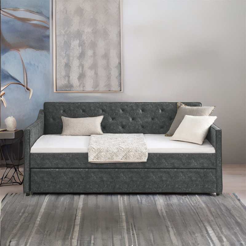 Lit tapissier Clarajane, gris
