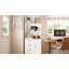 Bibliothèque moderne en bois de style moderne H 71 "avec porte et 3 tiroirs, tablettes ouvertes à 3 niveaux-1252910050