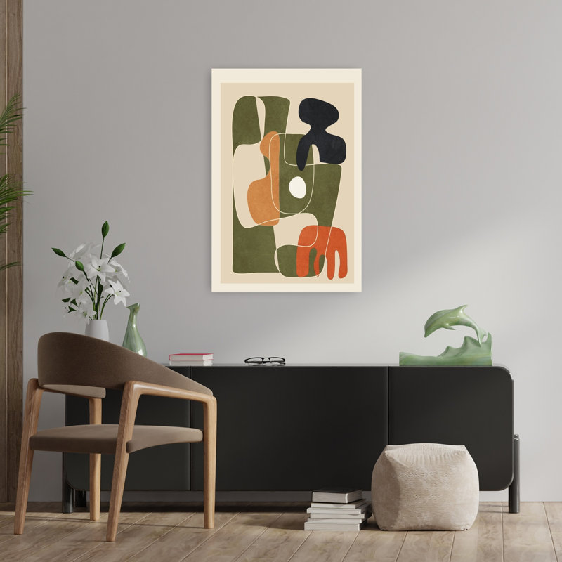 Art mural abstrait géométrique Mid-Century, H 36 po x l 24 po