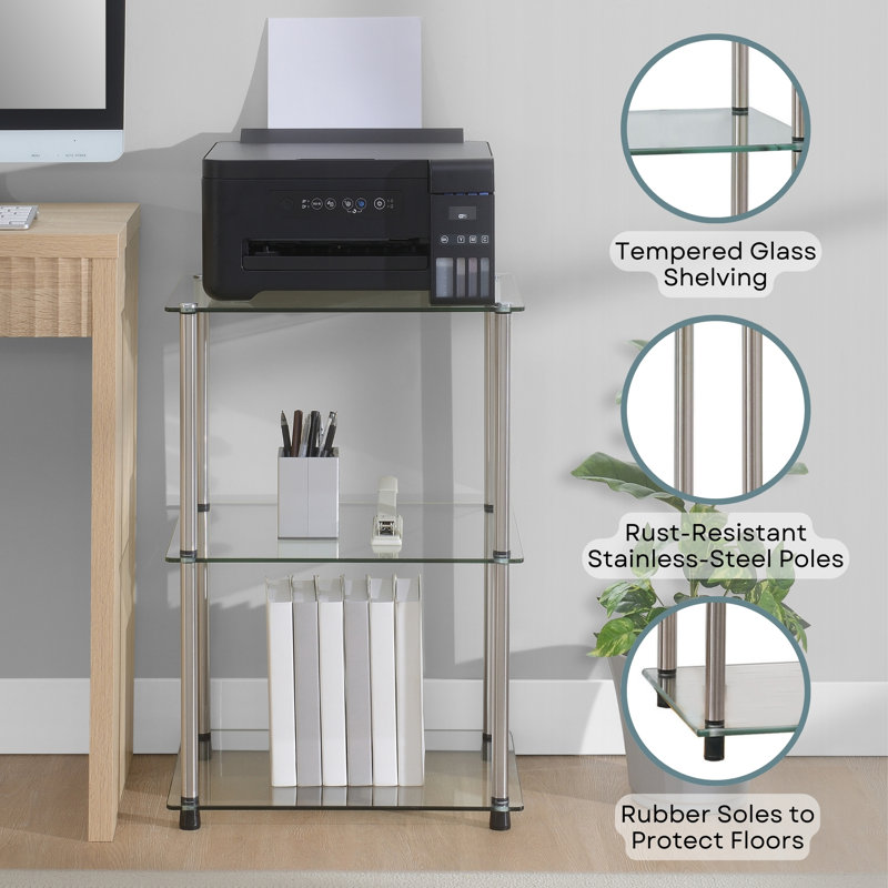 Beckett Glass Top End Table, Silver