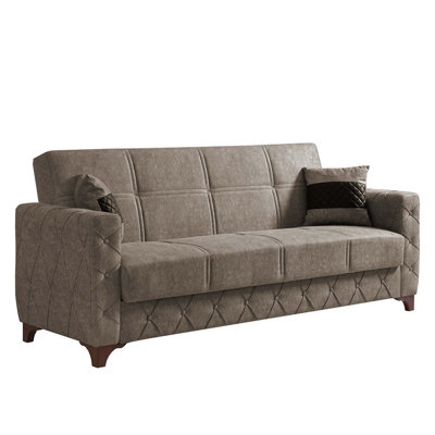 Sultan 88.6 in. Fabric Upholstered 3-Seater Twin 3-in-1 Sleeper Sofa Bed with Storage