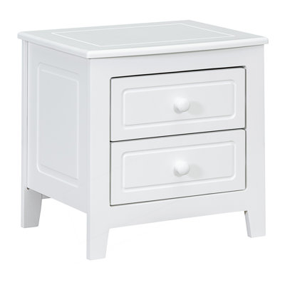 2-Drawer Nightstand, Mid Century Retro Bedside Table