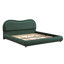 Très grande base de lit tapissier plateforme avec tête de lit arrondie à coins arrondis, lattes en bois, pieds en bois de chêne massif, tissu chenille, aucun sommier requis, assemblage facile, vert olive-850349271