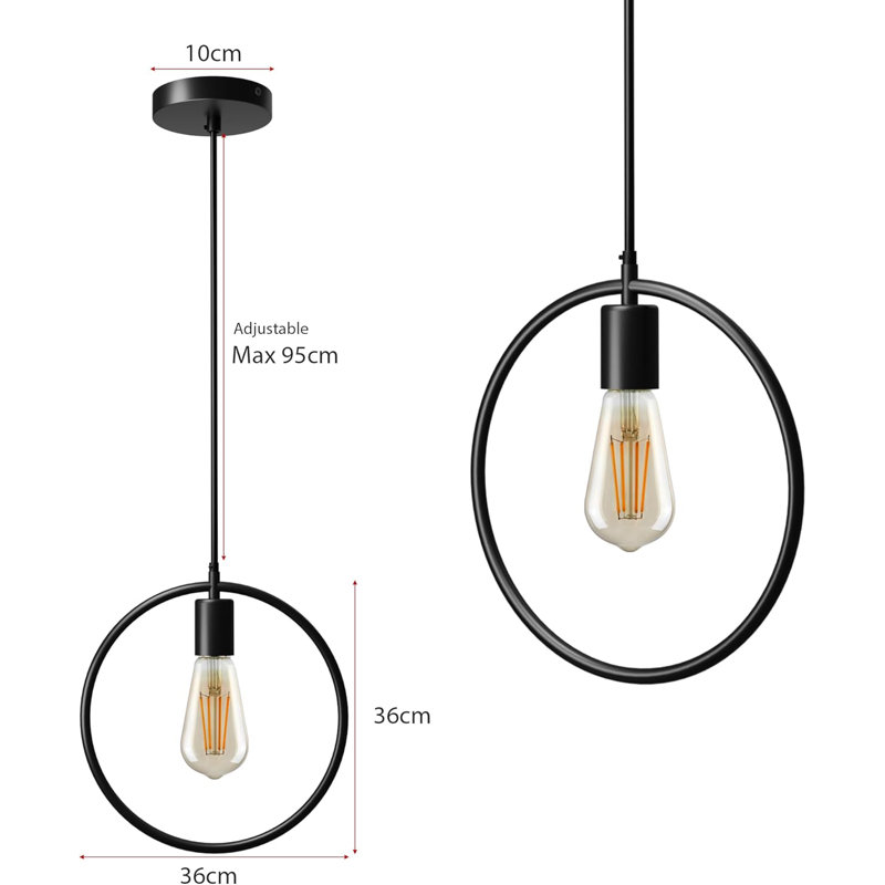 1 - Light Black Circle Pendant, No