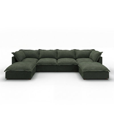 Hamburg U-shaped Modular Upholstered Sectional Cloud Sofa Green 