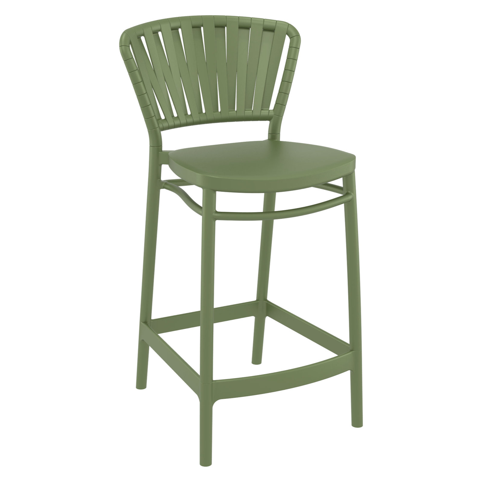 Newport Outdoor Barstool, 25.6", Olive Green