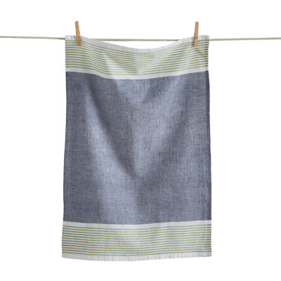 Wolcott Contrast Border Dishtowel in Blue Multi. Made of cotton, this everyday kitchen towel is machine washable.
