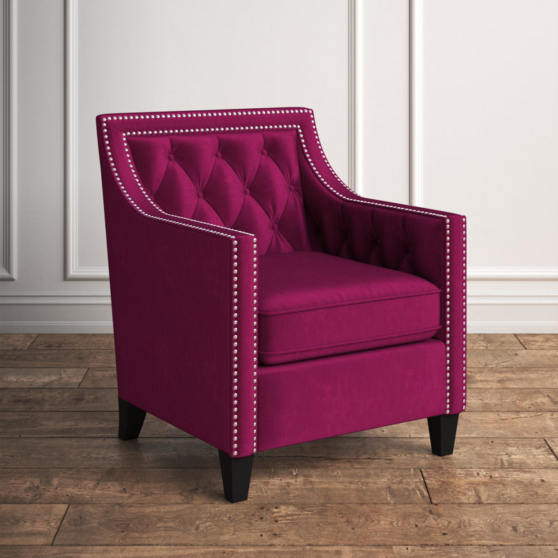 Chilukki Upholstered Armchair, Wine Red Polyester