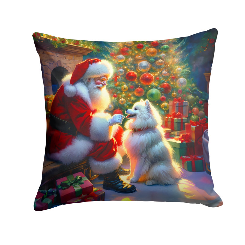 Coussin American Eskimo and Santa Claus, H 18 po x l 18 po