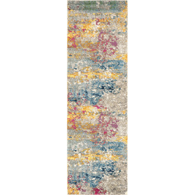 Hiroko Abstract Power Loom Performance Ivory/Blue/Pink/Yellow Rug