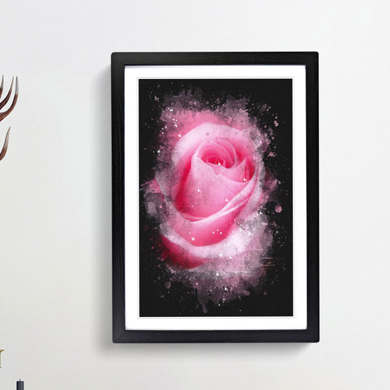Pink Rose Petals - Picture Frame Graphic Art Print, Black Framed, 33cm H x 24cm W x 2cm D