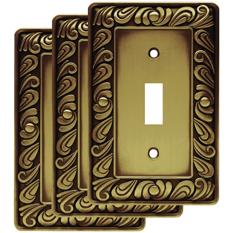 Paisley 1-Gang Toggle Light Switch Wall Plate, Tumbled Antique Brass