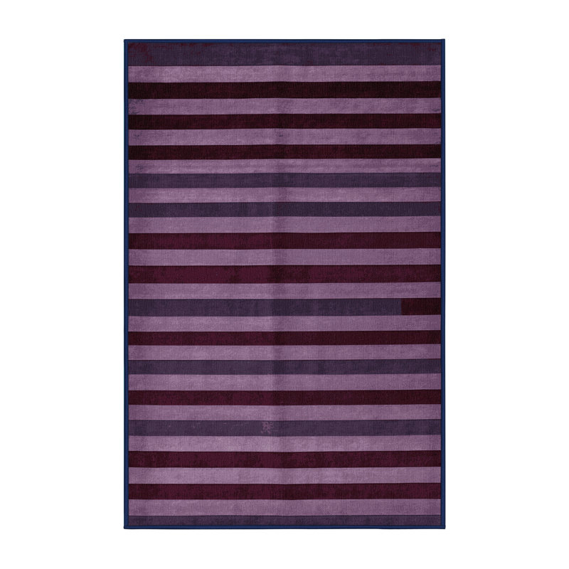 Machine Washable Horizontal Stripes Purple Area Rug