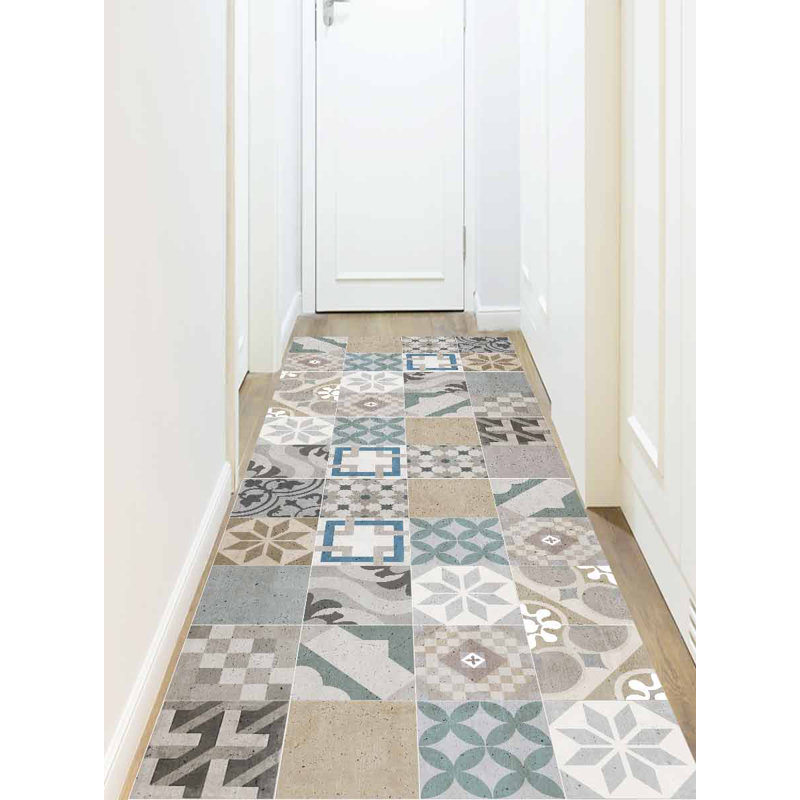 Alibek Vinyl Machine Printed Area Rug, Runner 66 x 250cm