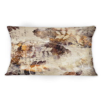 Coussin décoratif brun à motif grunge orange et gris