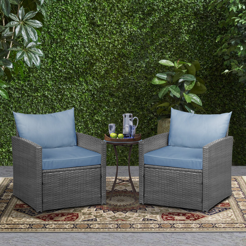 Chaise de patio avec coussins Avamonroe, Structure grise / coussin bleu clair