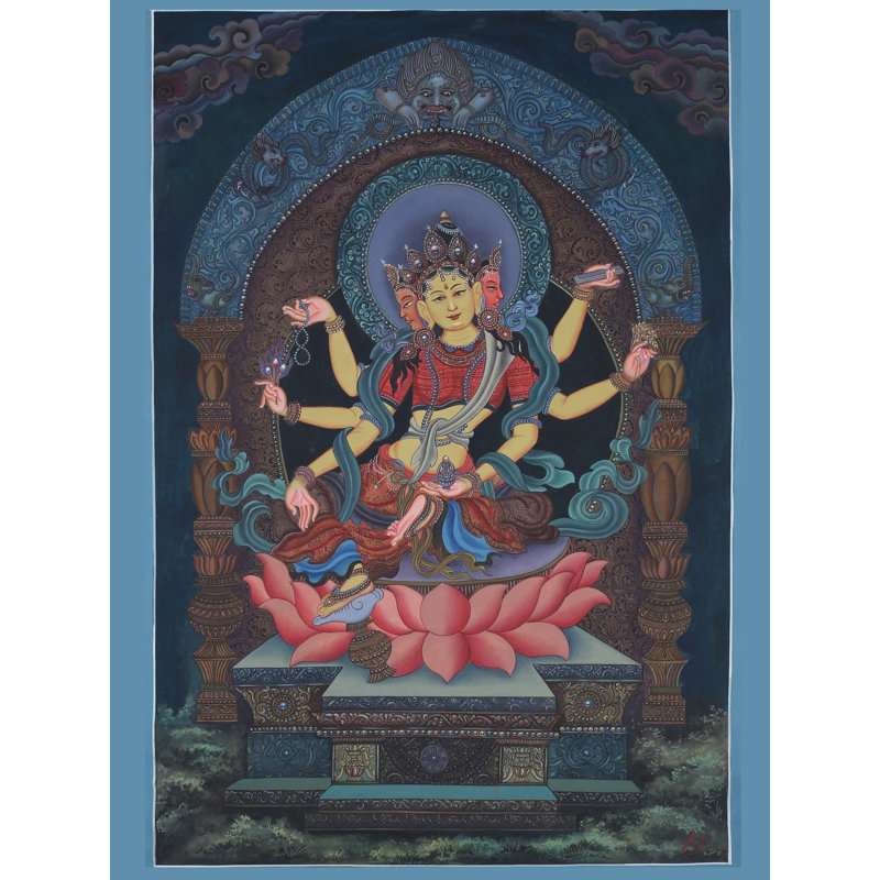 Art de la déesse traditionnelle Newari Vasundhara Thangka (sans brocart)