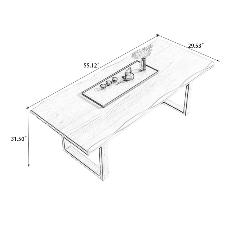 Table de salle à manger rectangulaire en bois massif brun, H 29,53 po x L 55,12 po x l 31,5 po