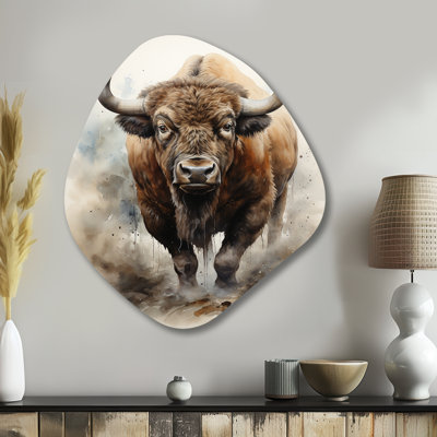 Buffalo Majestic Bison - Bison Nebula Shape Assymterical Metal Wall Art
