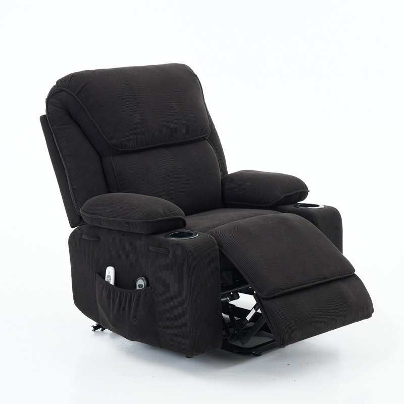 Fauteuil inclinable chauffant et massant télécommandé, Black