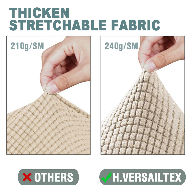 Box Cushion  Armchair  Sofa Slipcover  Machine Washable Cover Rich Textured High Spandex Small Checks Knitted Jacquard Sofa Slipcover with Cushion Covers