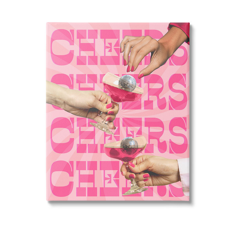«Cheers Pink Margaritas», art mural sur toile par Lil 'Rue, H 40 po x l 30 po