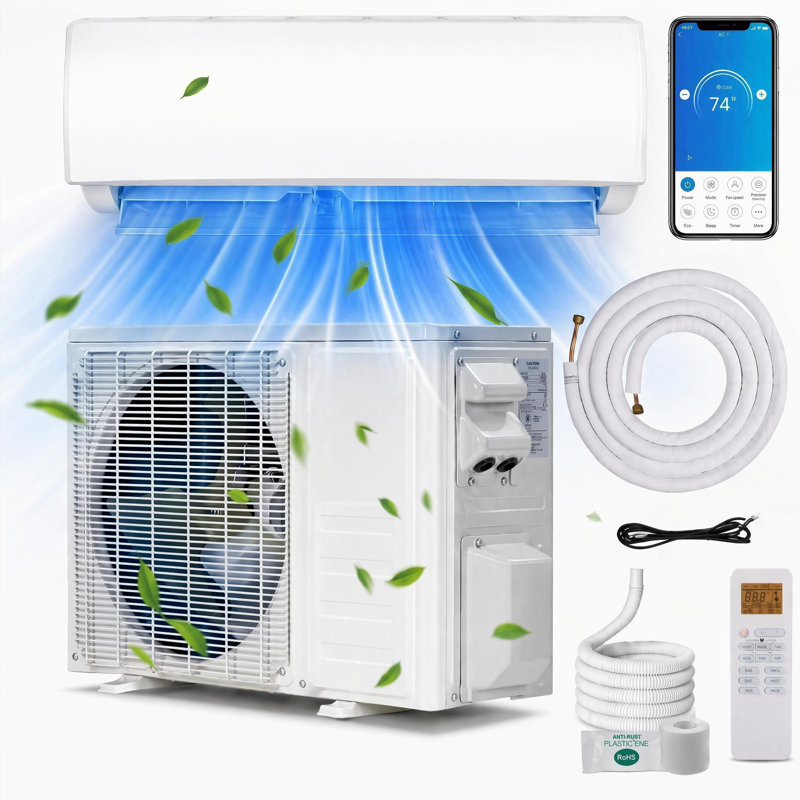 21 SEER2 18000 BTU Mini pompe à chaleur et climatisation divisée, refroidit / chauffe jusqu'à 1000 pieds carrés, 230 V