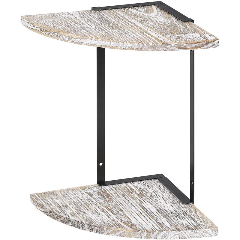 Tablette de coin flottante 2 niveaux, Blanc