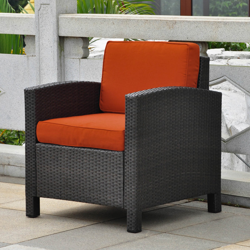 Katzer Metal Outdoor Lounge Chair, Black / Spice Red