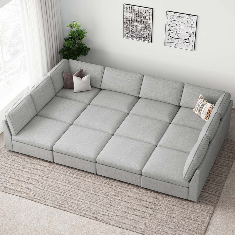Hutcheson Oversized 131.4'' Wide King Sleeper Sofa Bed Convertible Livingroom Sectional Sofa Storage Couch With Removable Cushion