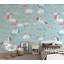 Caricature de papier peint texturé amovible licorne arc-en-ciel pour enfants-388514072