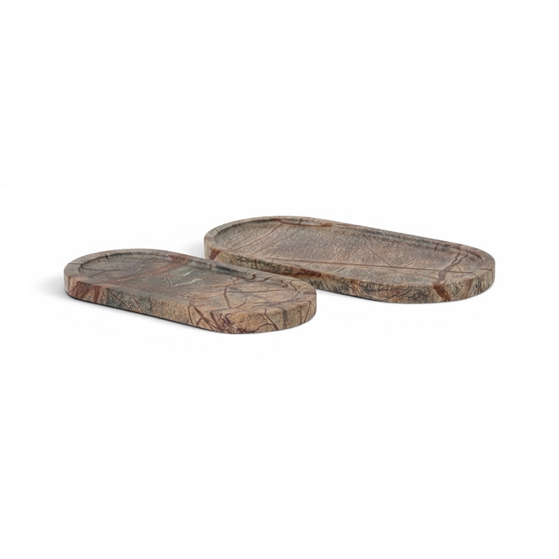 Vanta Green Genuine Marble 2pc. Tray, Green