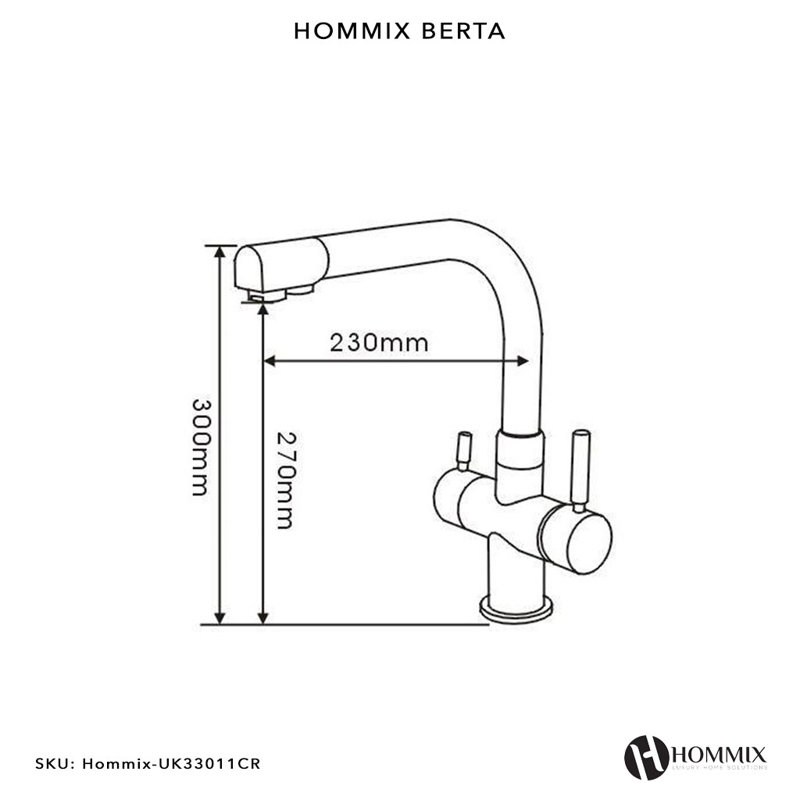 Hommix Berta 3-Way Tap (Triflow Filter Tap), Brushed Brass