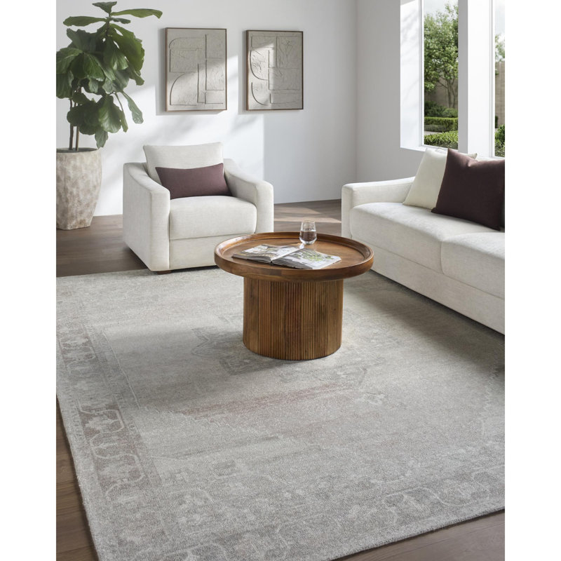 Tapis fabriqué à la main Thalen, Rose / gris / ivoire / taupe, Rectangle 8 pi 6 po x 11 pi 6 po