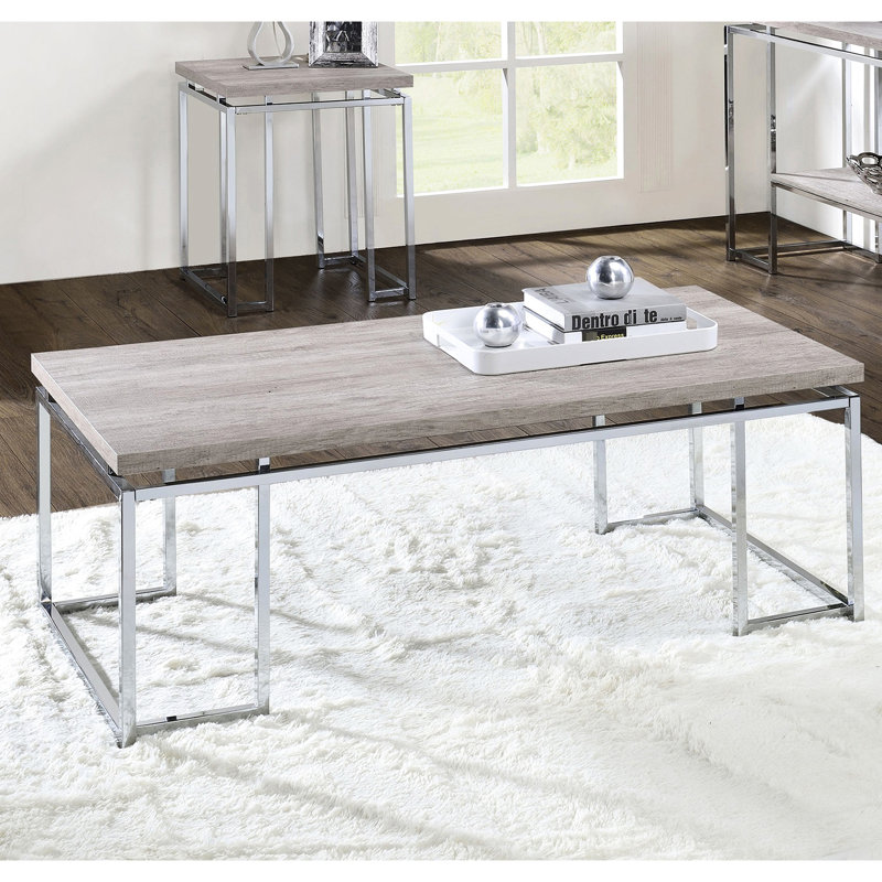 Rectangulaire, table basse, base en métal, chêne naturel, placage, plateau en bois, tablier long, placage + Pb, sans rangement
