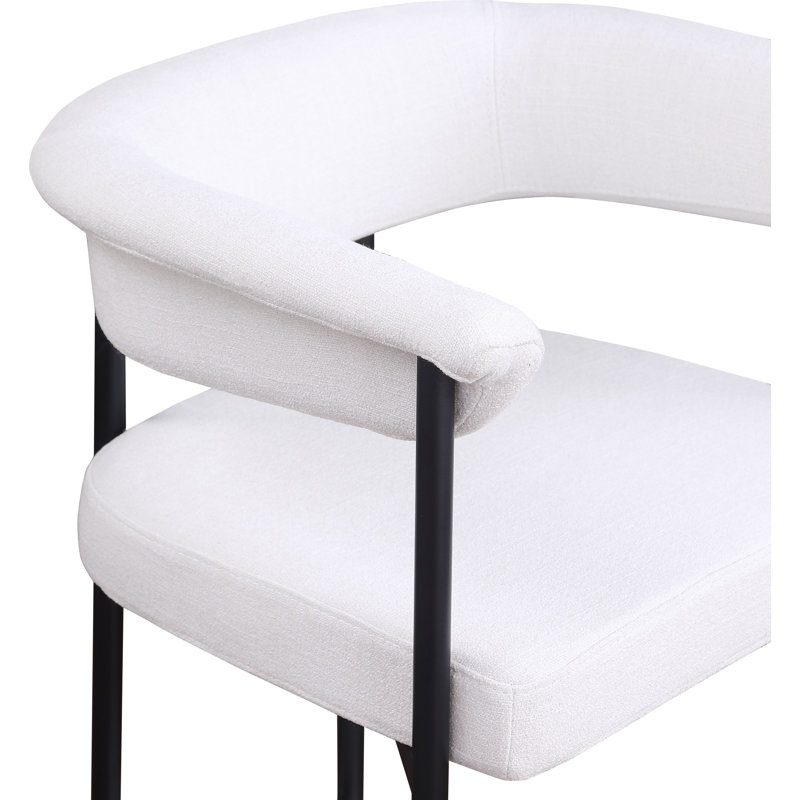 Tabouret de comptoir Malin, Tissu crème texturé en lin