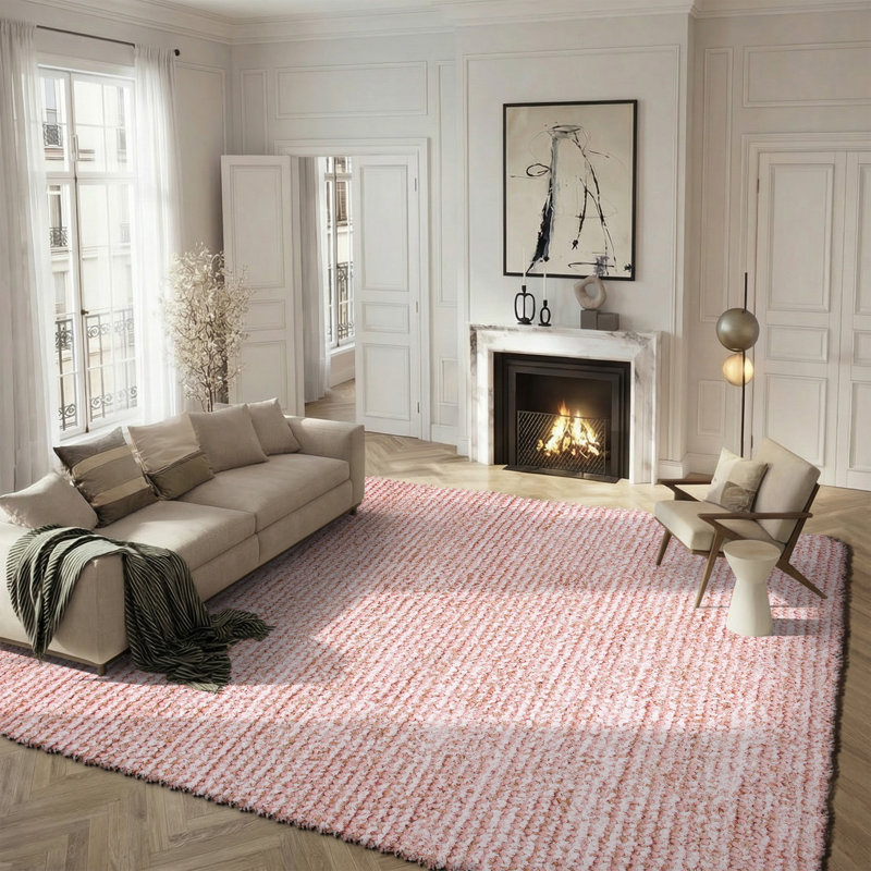 Godsey Classic Shag Hand Woven Performance Striped Rug, Rectangle 8' x 10'