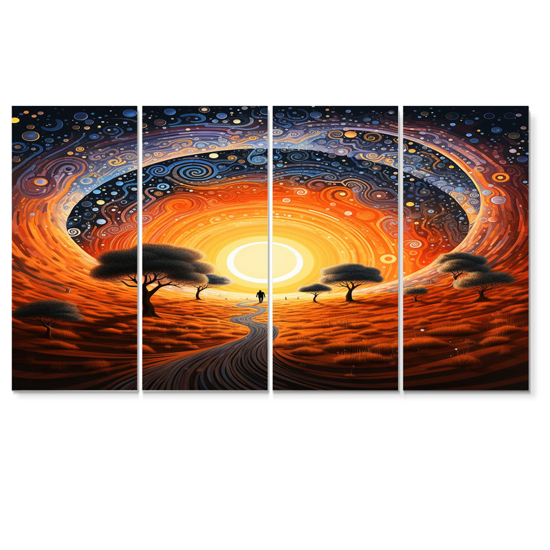 Cyna - Ensemble d'art mural abstrait paysage 4 pièces, 28" H x 48" W