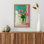 «Pink Tulips in Glass Vase Floral Still Life», reproduction d'art sur toile encadrée