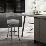 Ewura Swivel Armless Counter/Barstool in Metal with Faux Leather