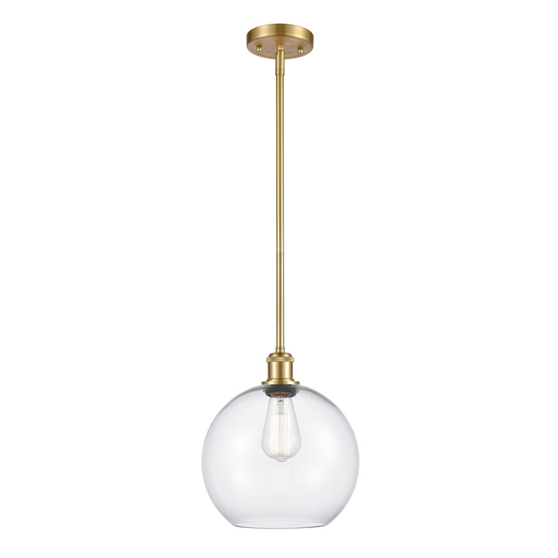 Luminaire suspendu sphère 1 lumière Baran, Ampoule DEL 6 watts Vinage, Transparent, Or satiné